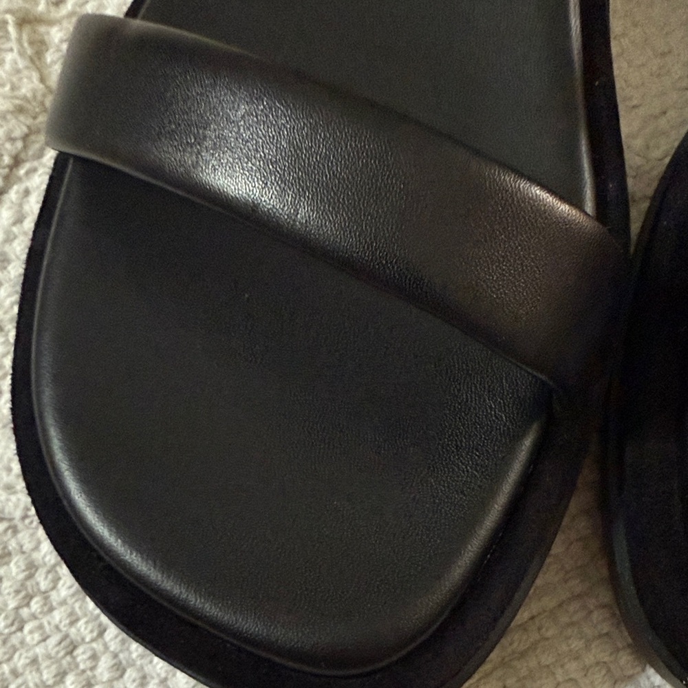 Vince Women's Heloise Ankle Strap Platform Black Leather Sandals - Brand New - Picture 6 of 6